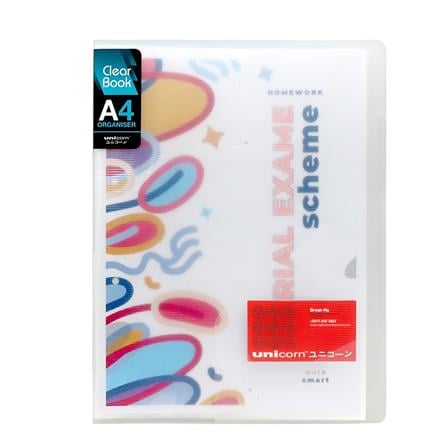 UNICORN A4 CLEAR BOOK UCB-20HTT 6'S/PACK TRANSPARENT COVER
