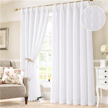 RED DANIELLE SHEER CURTAIN FRENCH PLEAT VIENNES C29 80983 10DOOR WHITE